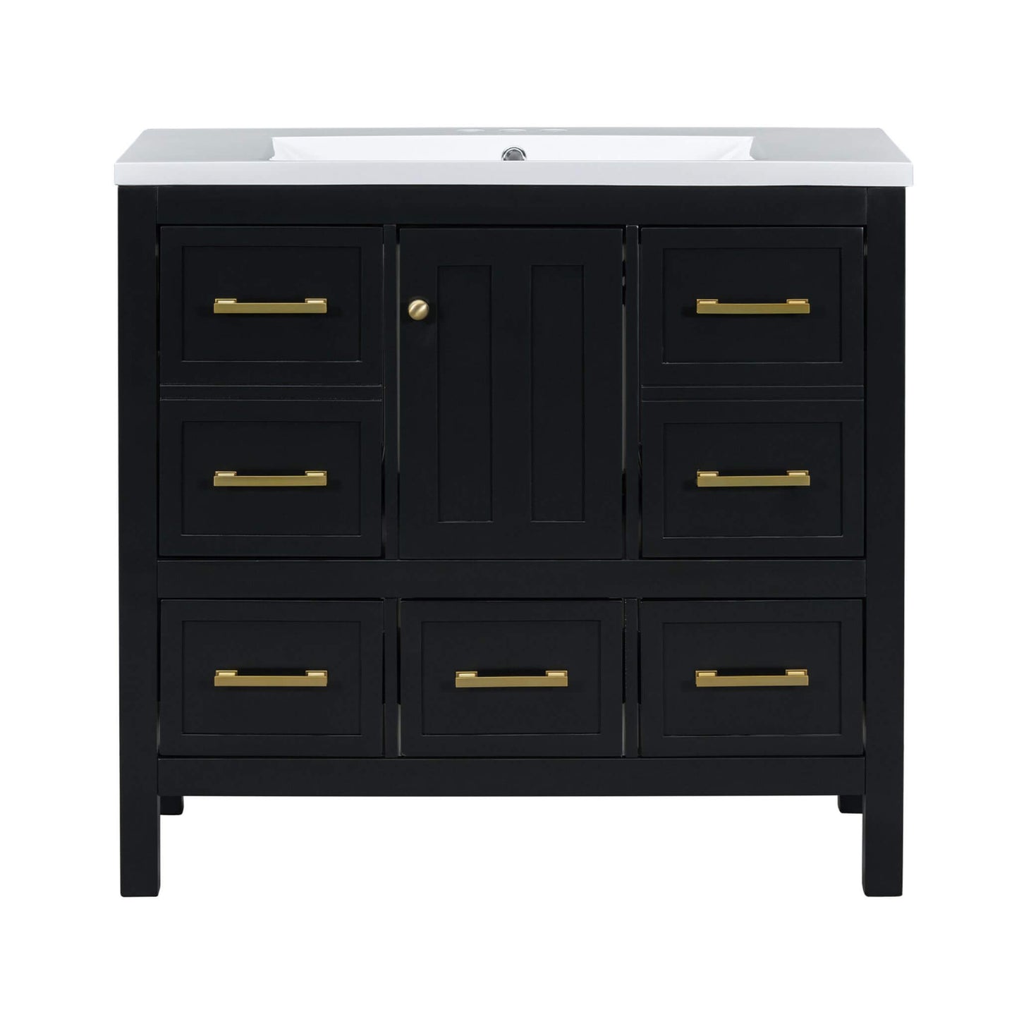 Nuvia Premium 72-Inch Bathroom Vanity Set With Resin Sink And Soft-Close Drawers [Faucet Not Included]