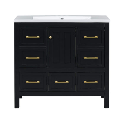 Nuvia Premium 72-Inch Bathroom Vanity Set With Resin Sink And Soft-Close Drawers [Faucet Not Included]