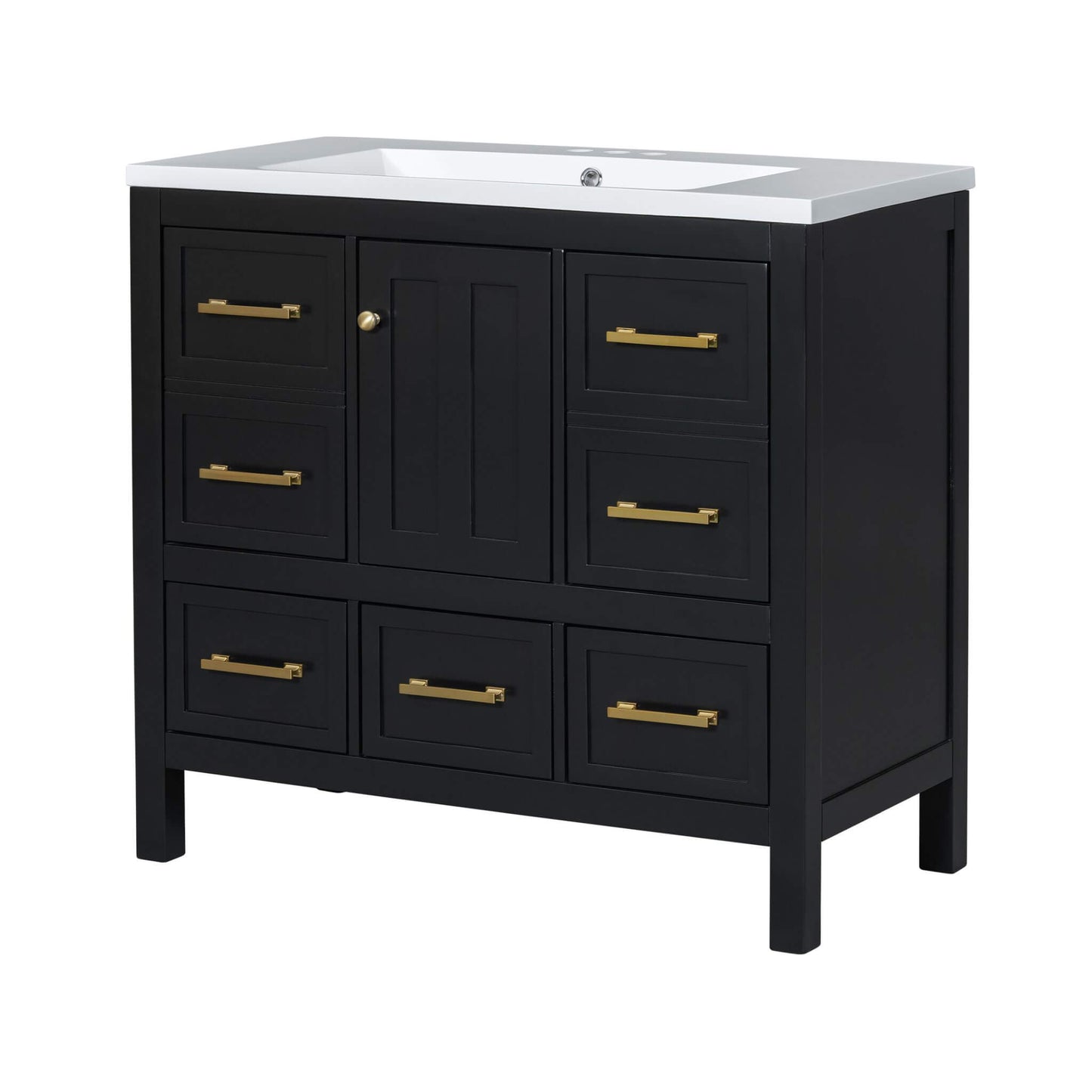 Nuvia Premium 72-Inch Bathroom Vanity Set With Resin Sink And Soft-Close Drawers [Faucet Not Included]