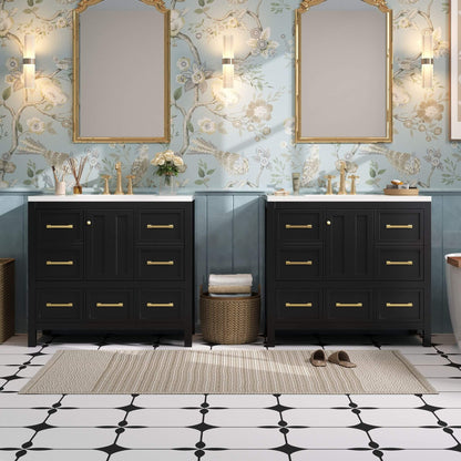 Nuvia Premium 72-Inch Bathroom Vanity Set With Resin Sink And Soft-Close Drawers [Faucet Not Included]
