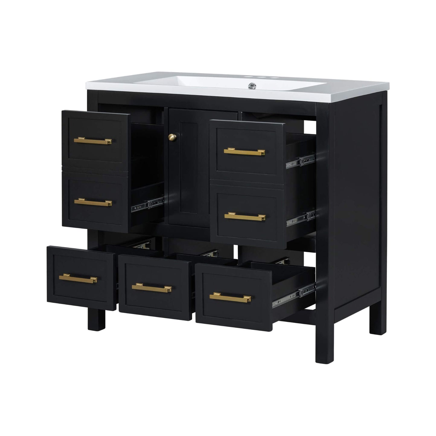 Nuvia Premium 72-Inch Bathroom Vanity Set With Resin Sink And Soft-Close Drawers [Faucet Not Included]