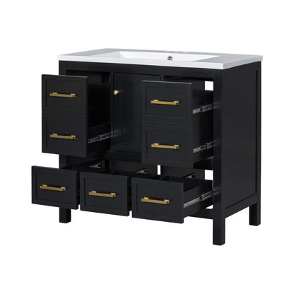 Nuvia Premium 72-Inch Bathroom Vanity Set With Resin Sink And Soft-Close Drawers [Faucet Not Included]