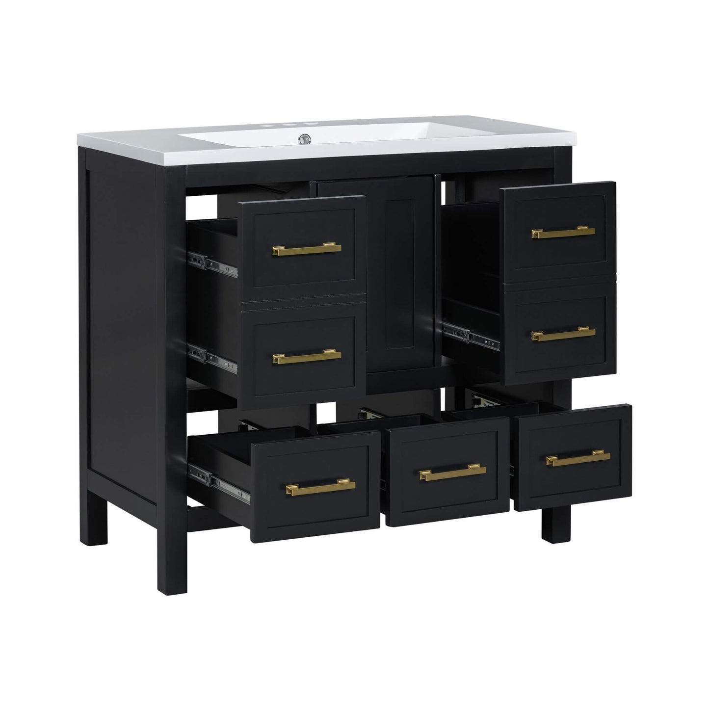 Nuvia Premium 72-Inch Bathroom Vanity Set With Resin Sink And Soft-Close Drawers [Faucet Not Included]