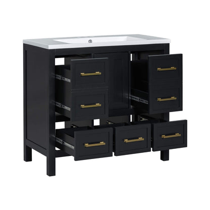 Nuvia Premium 72-Inch Bathroom Vanity Set With Resin Sink And Soft-Close Drawers [Faucet Not Included]
