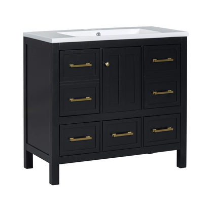 Nuvia Premium 72-Inch Bathroom Vanity Set With Resin Sink And Soft-Close Drawers [Faucet Not Included]