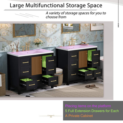 Nuvia Premium 72-Inch Bathroom Vanity Set With Resin Sink And Soft-Close Drawers [Faucet Not Included]