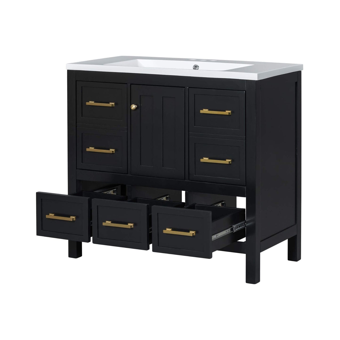 Nuvia Premium 72-Inch Bathroom Vanity Set With Resin Sink And Soft-Close Drawers [Faucet Not Included]