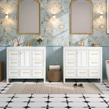 Nuvia Premium 72-Inch Bathroom Vanity Set With Resin Sink And Soft-Close Drawers [Faucet Not Included]