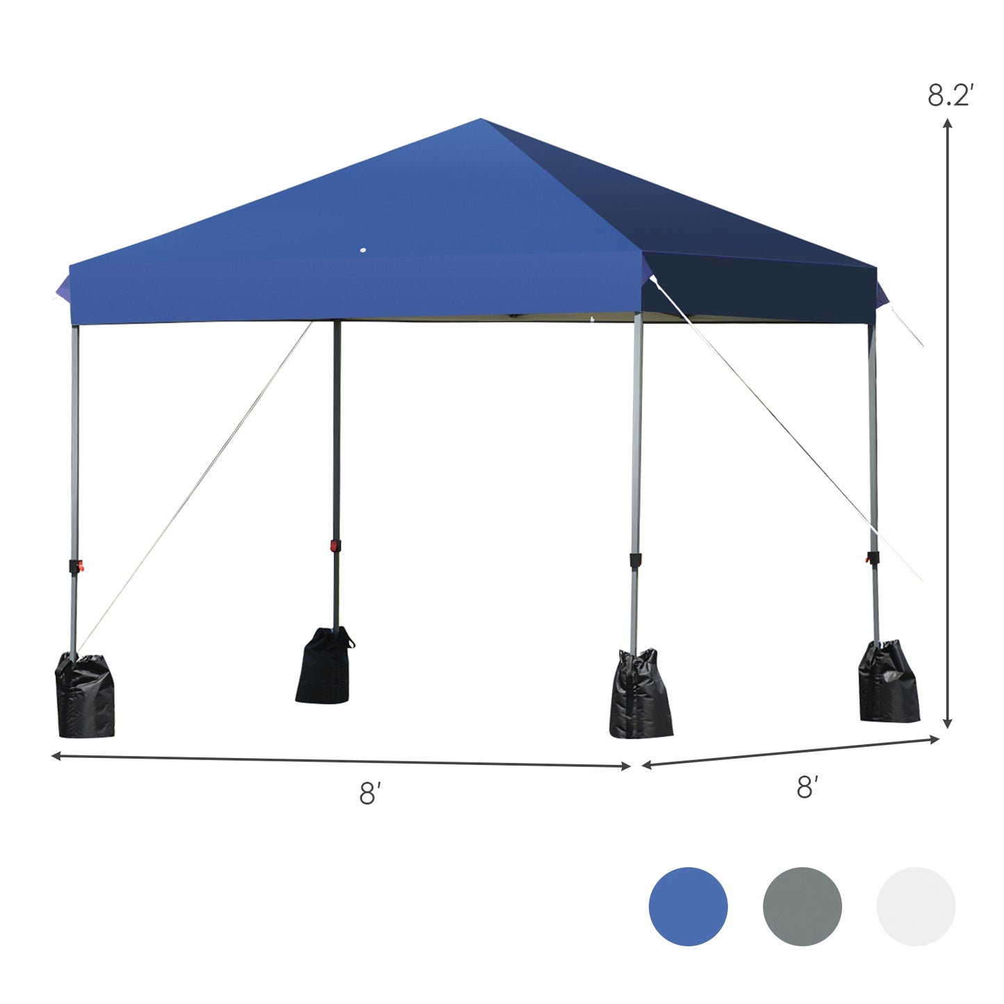 8x8' Outdoor Pop up Canopy Tent  w/Roller Bag-Blue