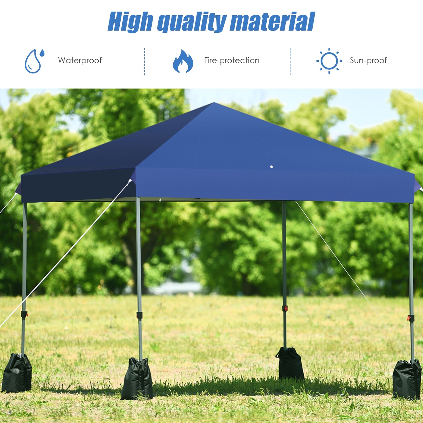 8x8' Outdoor Pop up Canopy Tent  w/Roller Bag-Blue