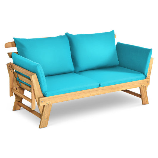 Adjustable  Patio Convertible Sofa with Thick Cushion - Turquoise