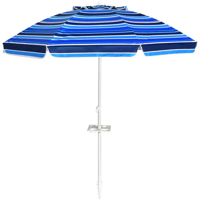 7.2 FT Portable Outdoor Beach Umbrella with Sand Anchor and Tilt Mechanism
