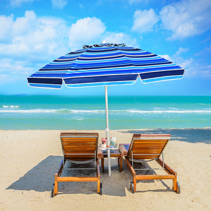 7.2 FT Portable Outdoor Beach Umbrella with Sand Anchor and Tilt Mechanism