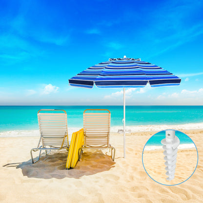7.2 FT Portable Outdoor Beach Umbrella with Sand Anchor and Tilt Mechanism