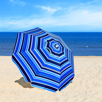 7.2 FT Portable Outdoor Beach Umbrella with Sand Anchor and Tilt Mechanism
