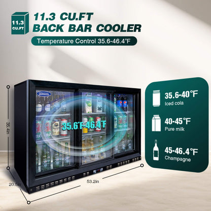 Orikool 53-Inch Energy Efficient Commercial Back Bar Drink Cooler With LED Lighting And 3 Glass Doors