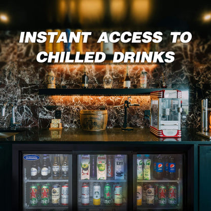 Orikool 53-Inch Energy Efficient Commercial Back Bar Drink Cooler With LED Lighting And 3 Glass Doors