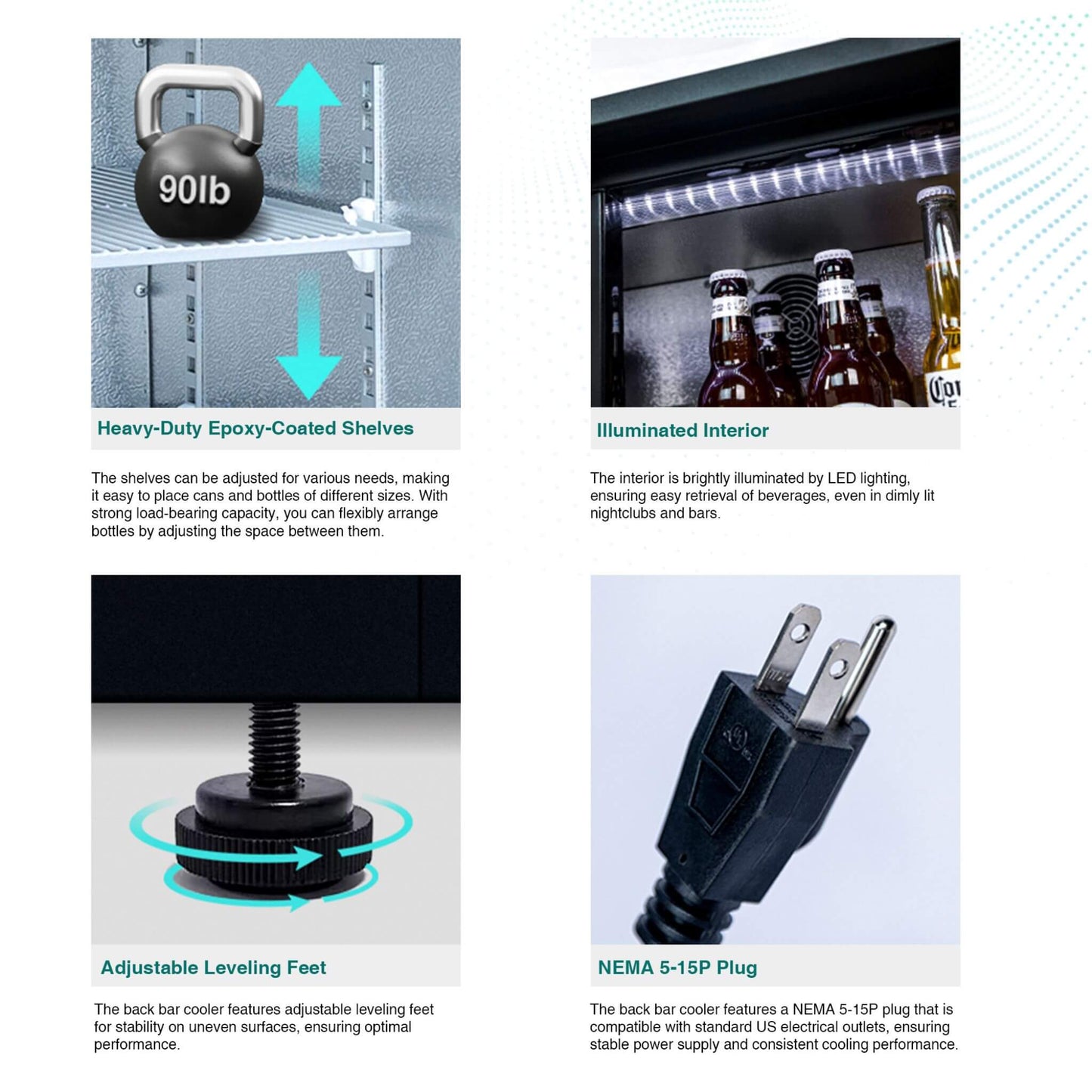 Orikool 53-Inch Energy Efficient Commercial Back Bar Drink Cooler With LED Lighting And 3 Glass Doors