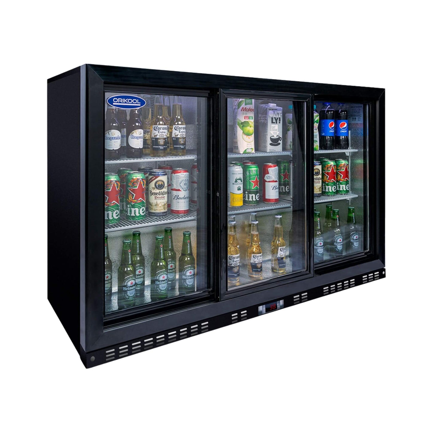 Orikool 53-Inch Energy Efficient Commercial Back Bar Drink Cooler With LED Lighting And 3 Glass Doors