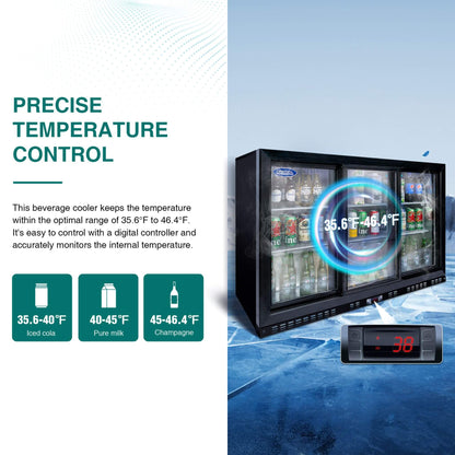 Orikool 53-Inch Energy Efficient Commercial Back Bar Drink Cooler With LED Lighting And 3 Glass Doors