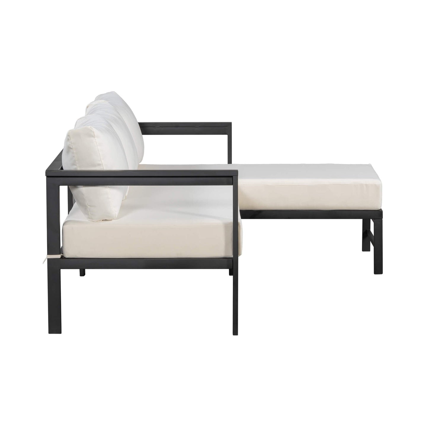 Alora Outdoor 3-Person L-Shaped Patio Sofa with Iron Frame and Thick Cushions