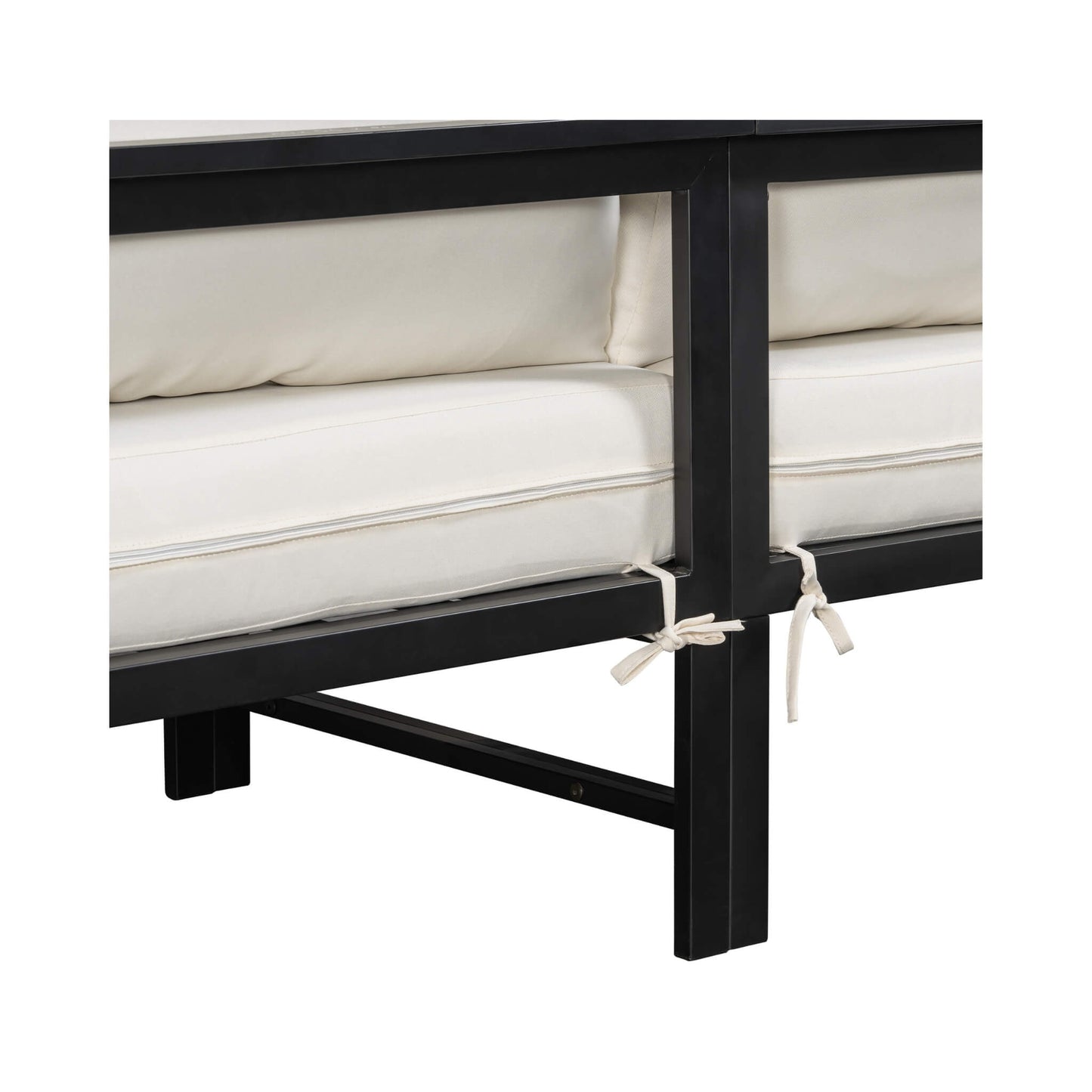 Alora Outdoor 3-Person L-Shaped Patio Sofa with Iron Frame and Thick Cushions