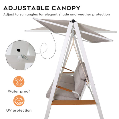 Outdoor 3-Seater Swing Chair with Adjustable Canopy