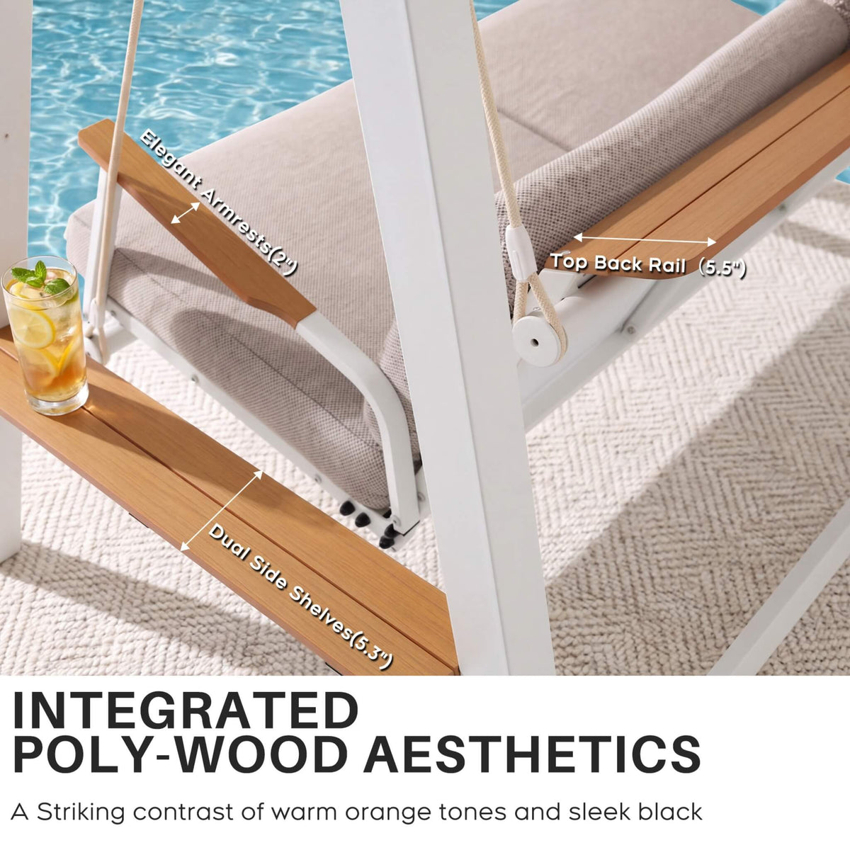 Outdoor 3-Seater Swing Chair with Adjustable Canopy