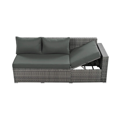Alora Outdoor 6-Piece All-Weather PE Rattan Sofa Set with Adjustable Seat, Storage Box, Removable Covers, wnd Tempered Glass Table Top