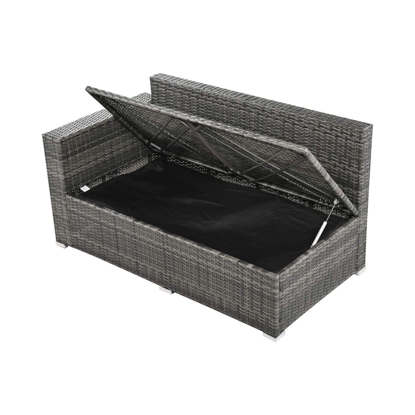 Alora Outdoor 6-Piece All-Weather PE Rattan Sofa Set with Adjustable Seat, Storage Box, Removable Covers, wnd Tempered Glass Table Top