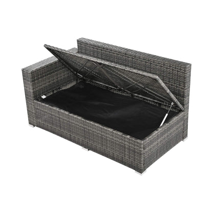 Alora Outdoor 6-Piece All-Weather PE Rattan Sofa Set with Adjustable Seat, Storage Box, Removable Covers, wnd Tempered Glass Table Top