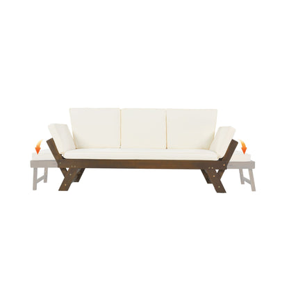 Alora Outdoor Adjustable Wooden Patio Daybed Sofa with Cushions