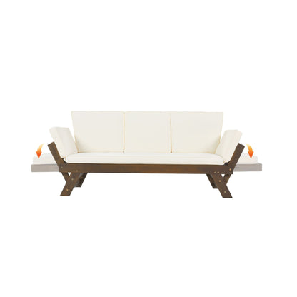 Alora Outdoor Adjustable Wooden Patio Daybed Sofa with Cushions