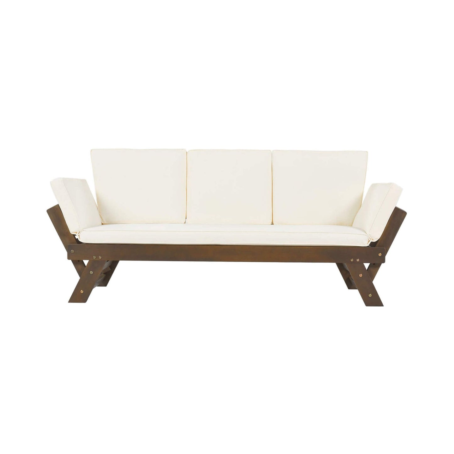 Alora Outdoor Adjustable Wooden Patio Daybed Sofa with Cushions