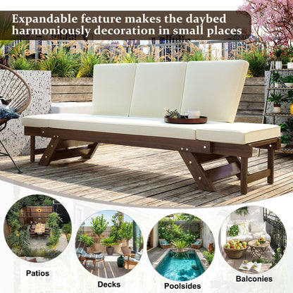 Alora Outdoor Adjustable Wooden Patio Daybed Sofa with Cushions