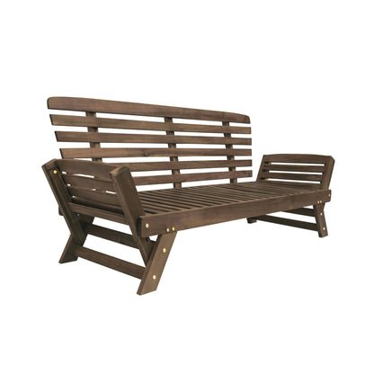 Alora Outdoor Adjustable Wooden Patio Daybed Sofa with Cushions