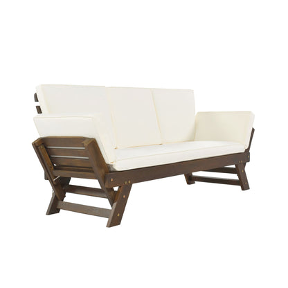 Alora Outdoor Adjustable Wooden Patio Daybed Sofa with Cushions