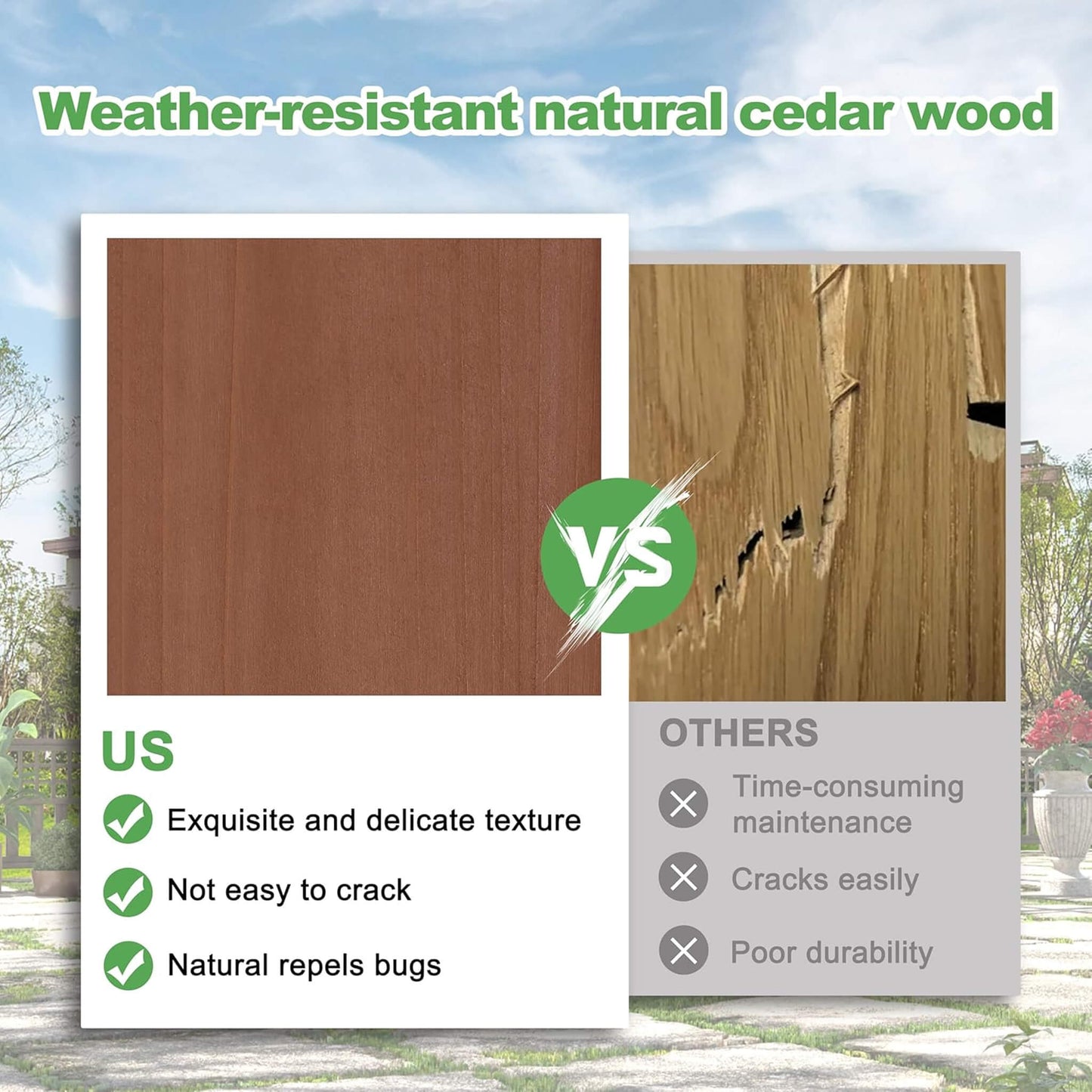 Alora Outdoor Cedar Wood Patio Pergola with Slatted Trellis Roof