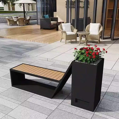 4FT Outdoor Commercial All-Weather Metal Bench With Planter Box