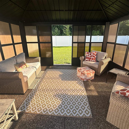Alora Outdoor Hardtop Aluminum Solarium with Double Roof and LED Lights