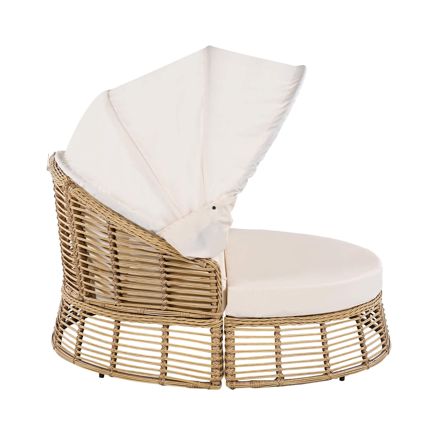 Alora 53-Inch Outdoor Patio Rattan Round Wicker Daybed with Retractable Canopy
