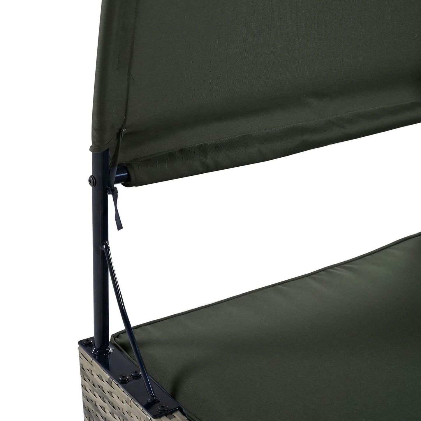 Alora Outdoor Rattan Patio Daybed with Adjustable Backrest, Canopy Roof, Storage Box and Cup Holders