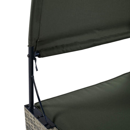 Alora Outdoor Rattan Patio Daybed with Adjustable Backrest, Canopy Roof, Storage Box and Cup Holders
