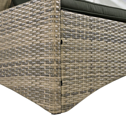 Alora Outdoor Rattan Patio Daybed with Adjustable Backrest, Canopy Roof, Storage Box and Cup Holders