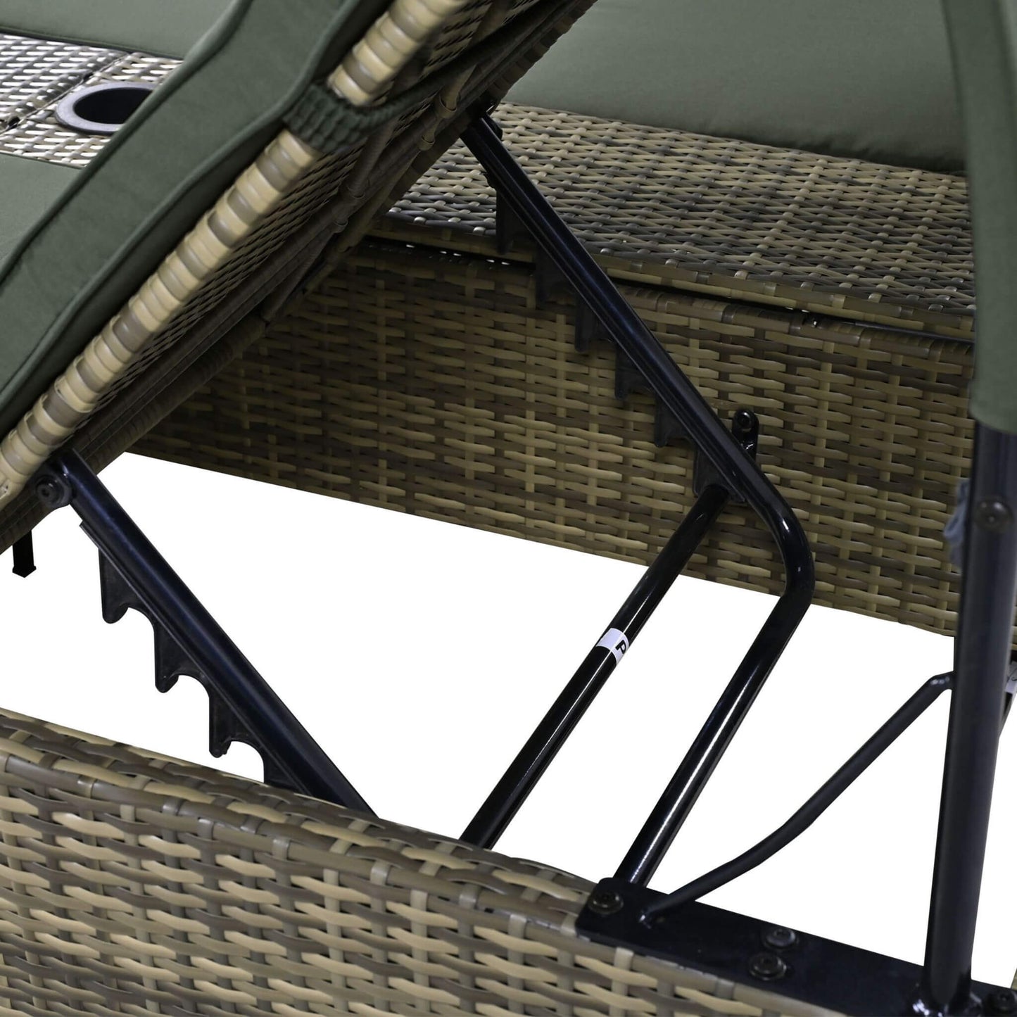Alora Outdoor Rattan Patio Daybed with Adjustable Backrest, Canopy Roof, Storage Box and Cup Holders