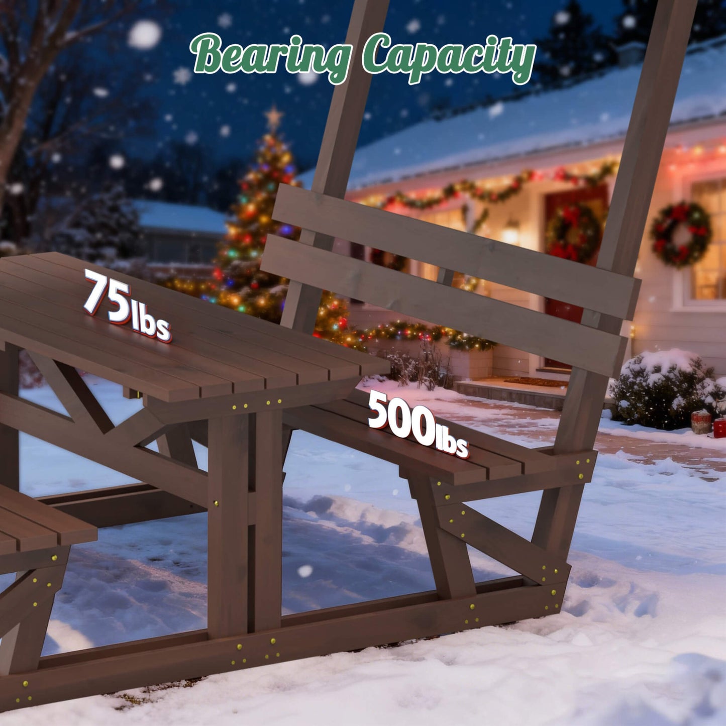Alora Outdoor Waterproof Wood Picnic Table and Bench Set with Removable Canopy