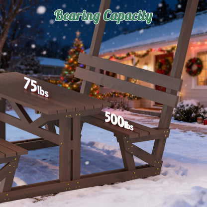 Alora Outdoor Waterproof Wood Picnic Table and Bench Set with Removable Canopy
