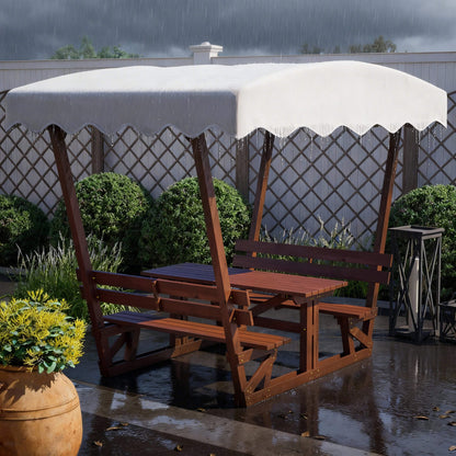 Alora Outdoor Waterproof Wood Picnic Table and Bench Set with Removable Canopy