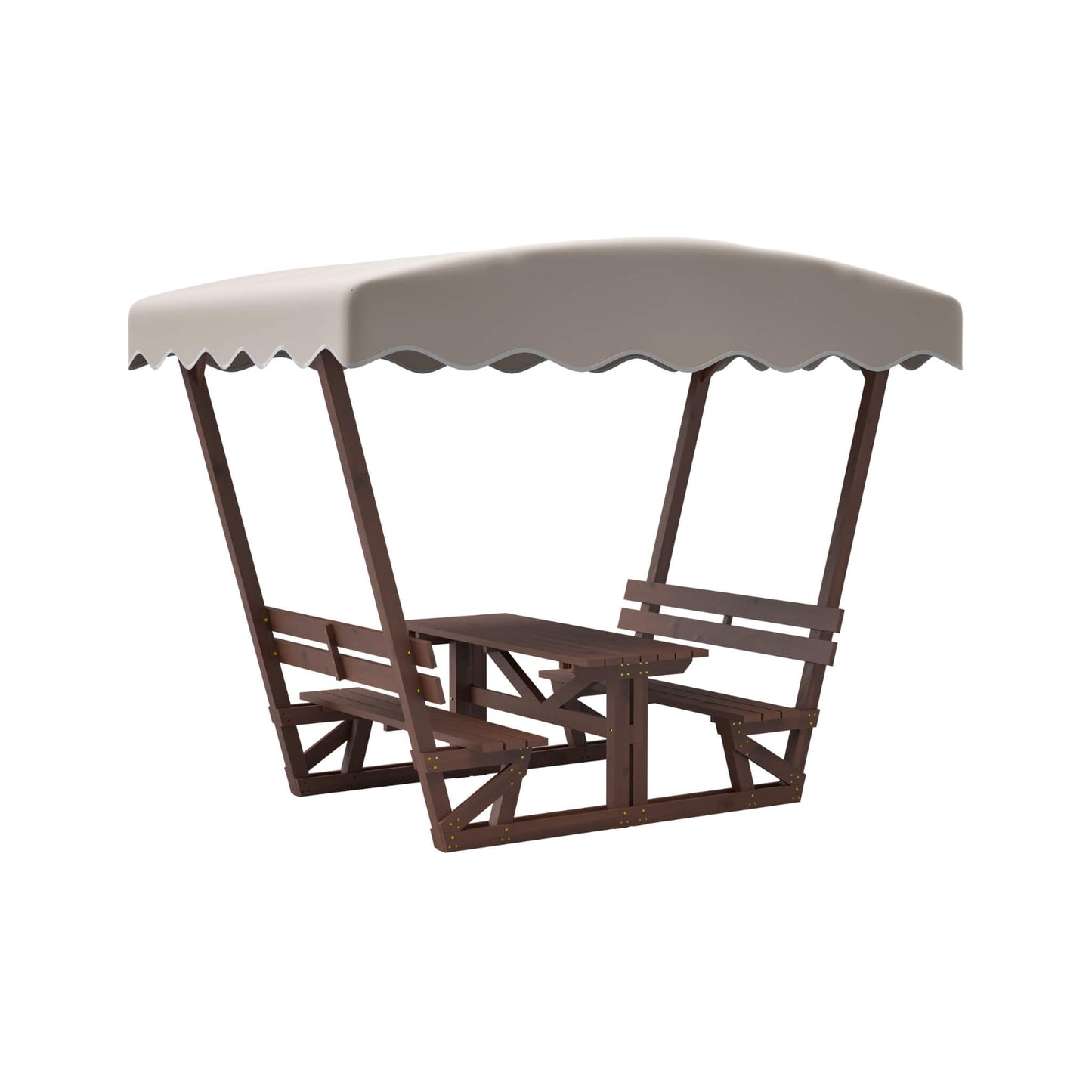 Alora Outdoor Waterproof Wood Picnic Table and Bench Set with Removable Canopy