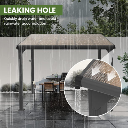Pamapic Hardtop Lean to Gazebo with Polycarbonate Roof for Patio, Deck